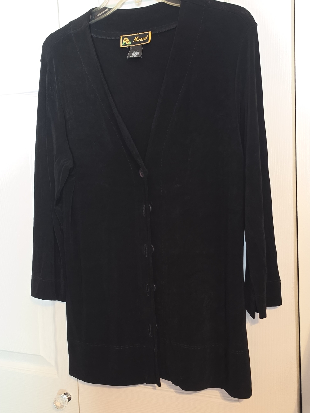 Mirasol Black V-Neck Button-Front Women's Sweater